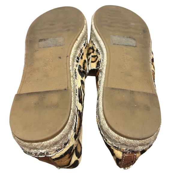 Sam Edelman Flats Khloe Leopard Print Dyed Fur Espadrille Slip On Shoe 8 - Picture 3 of 3